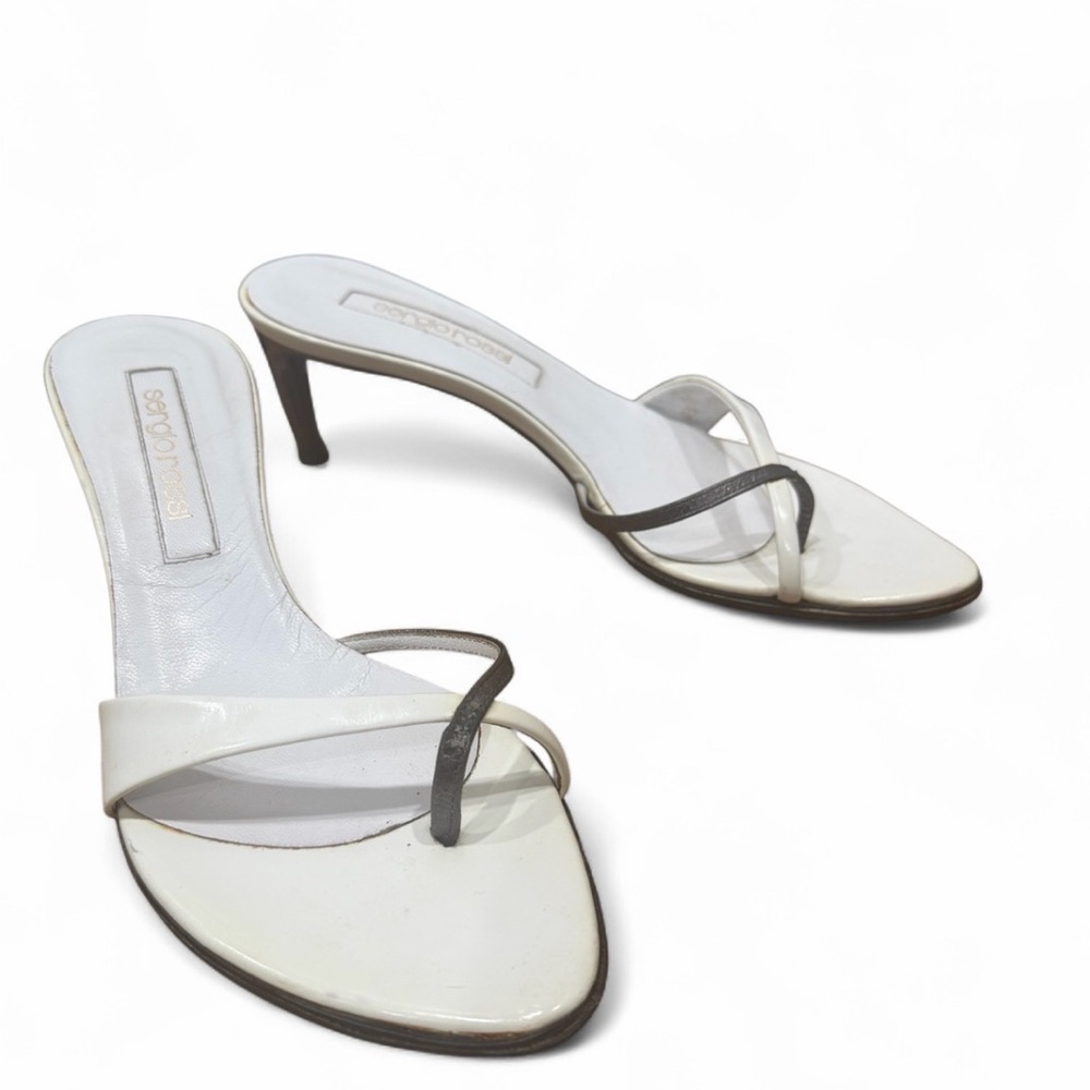 Sergio Rossi Patent Leather Black/ White Kitten Heels Size 35/ 5